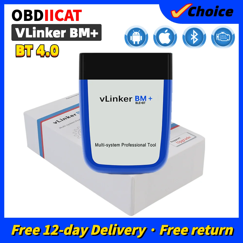 OBD2 자동차 진단 도구, Vgate vLinker BM + ELM327 V2.2, OBD2 스캐너, 블루투스 4.0 와이파이 ELM 327 B-M--W Bimmercode