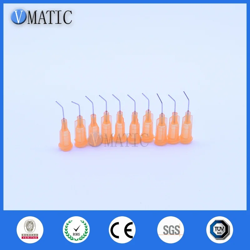 100PCS 23G Orange 0.5"tubing, 45degree bend TE Premier Bent Dispensing Tips Blunt End Stainless Steel Dispensing Tips