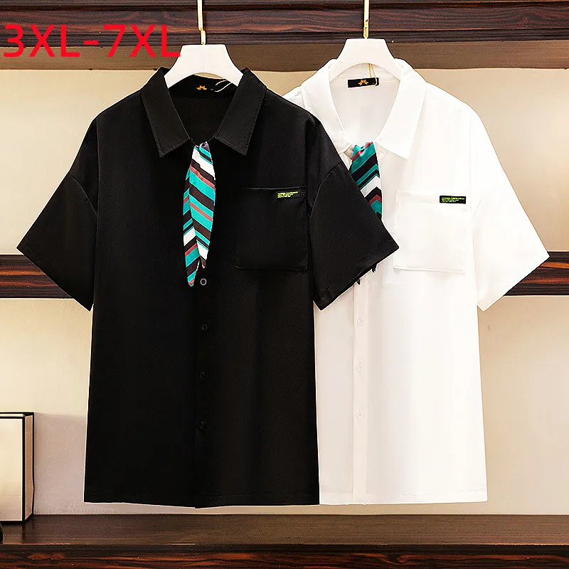 

новый фасон 2022 женский летний расширенный код женский пиджак короткие рукава мешки дизайнер рубашка 3XL 4XL 5XL 6XL 7XL