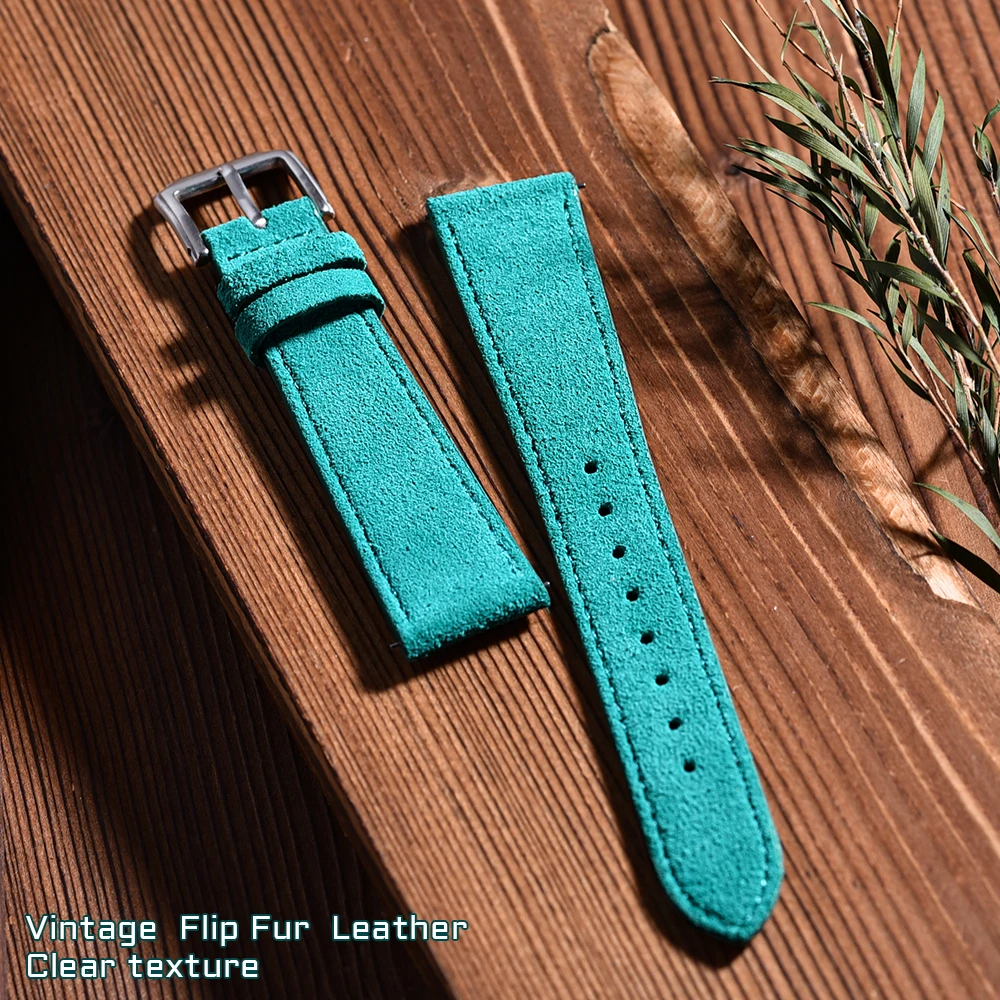 Vintage Suede Leather Quick Release Watch Strap - Handmade Wrist Band, Multiple Sizes