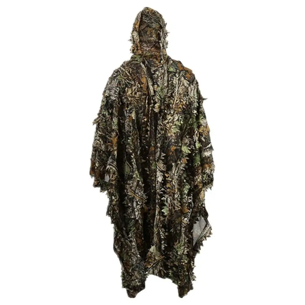 Ghillie Suit 3D Camouflaged Clothes for Hunter Woodland Poncho for Hunting Wildlife Photography Costumes