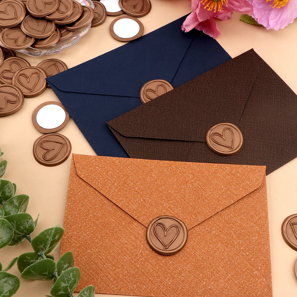 30-50pcs/set Love Heart Olive Branch Wax Stamp Stickers Strong Self-Adhesive DIY Valentine's Day Invitation Envelope Card seal wax sticks