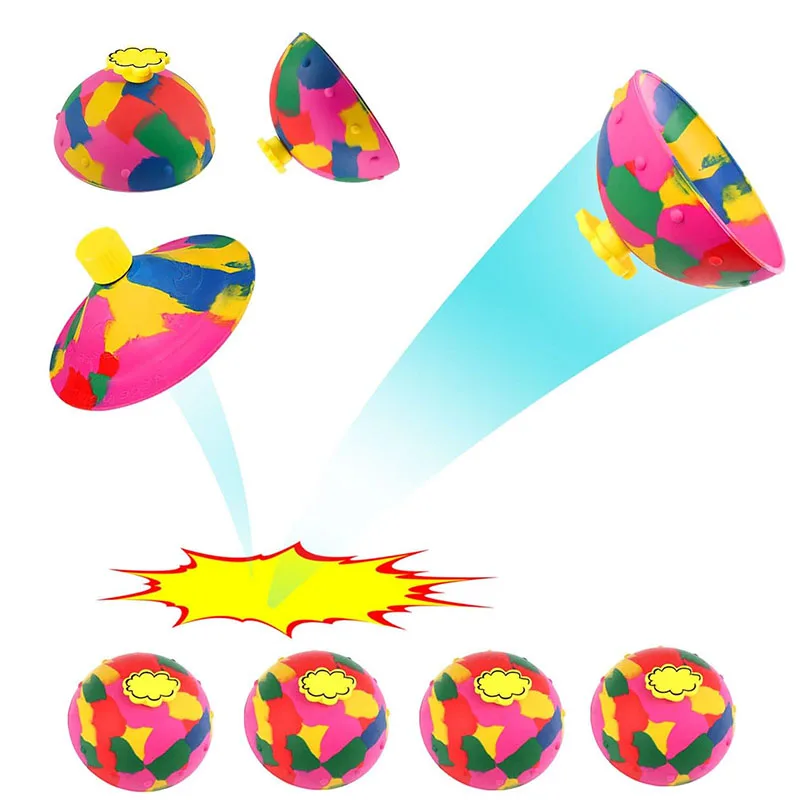 Hip Hop Jump Half Side Bouncing Ball Anti Stress Fidget Toys For Kids Outdoor Fun Camouflage Spinning Bounce Bowl Fingertip Top fidget toys