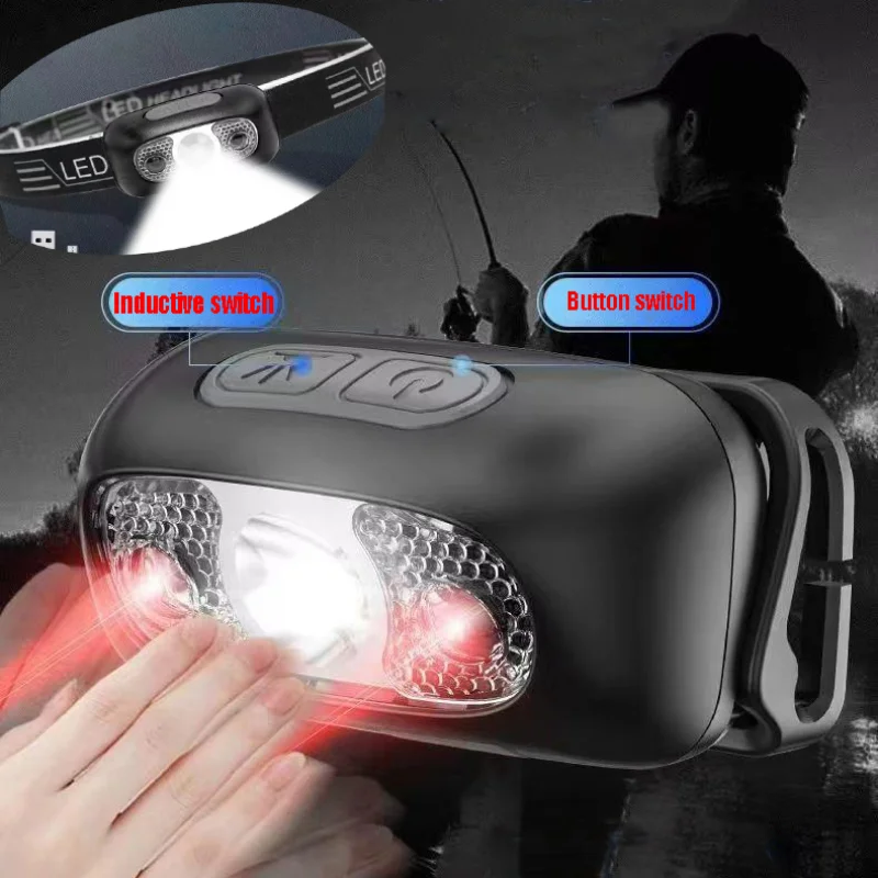 

Portable Mini LED Headlamp USB Rechargeable Body Motion Sensor Headlight Outdoor Camping Fishing Light Powerful Torch Head Lamps