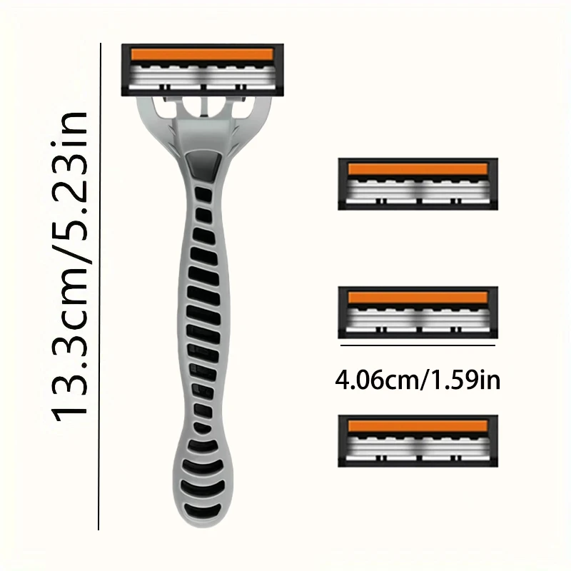 3-Layers Stainless Steel Blade Men Women Manual Safety Razor Hair Removal Shaving Replaceable Shaver Head_voghion.com