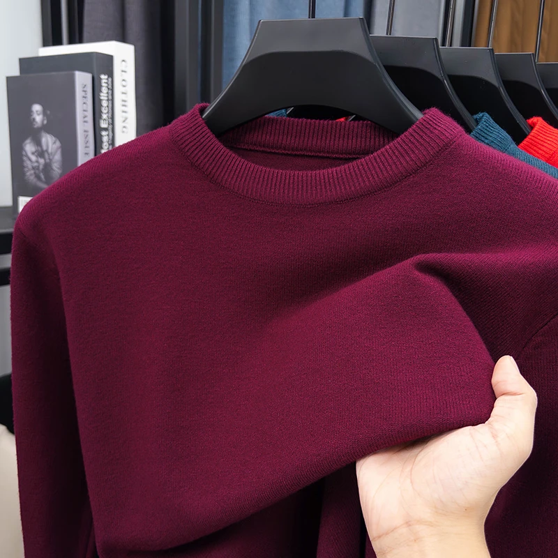 Men's Thick Knit Pullover Sweater, Casual Crew Neck Winter Sweater S8ce442efb4bb48b4a26671316890c5482