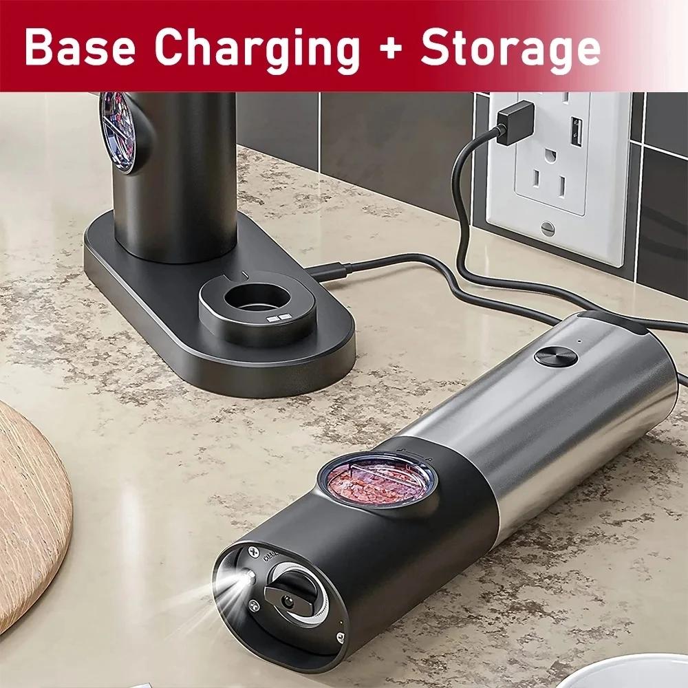 Salt and Pepper Grinder USB Rechargeable Electric Adjustable Roughness Freshly Ground Pepper Powder Grinder kitchen Tool