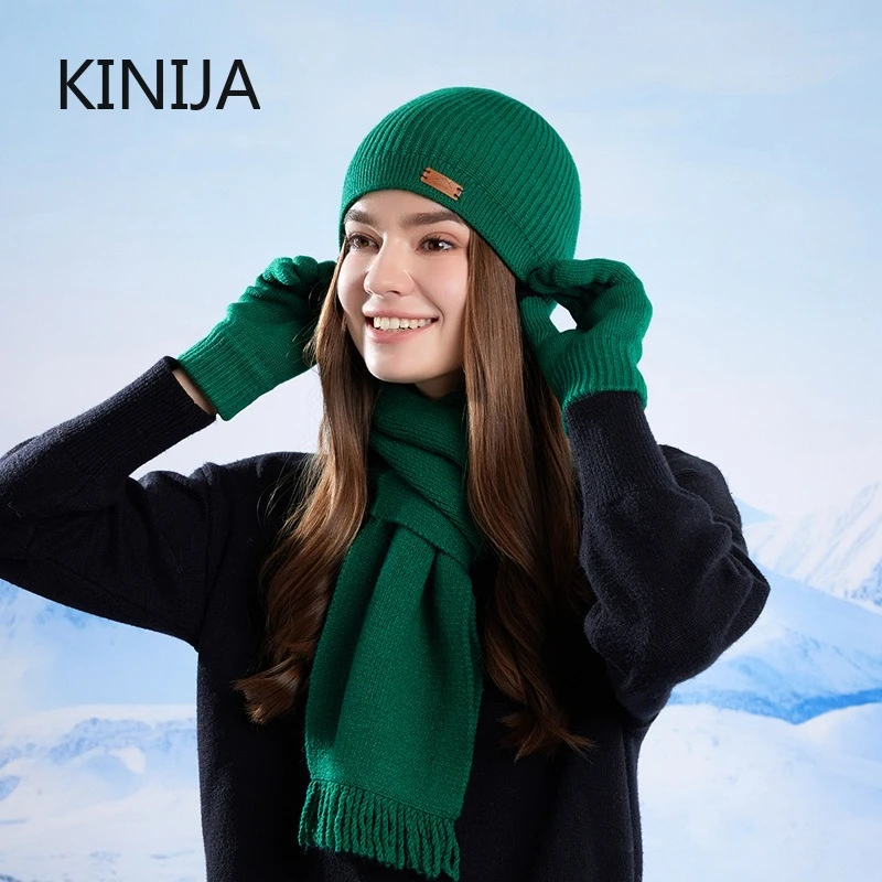 3 pièces ensembles hiver femmes en peluche tricoté chapeau froid chaud laine tête casquette écharpe gants chapeaux extérieur oreille coupe-vent bonnets casquette