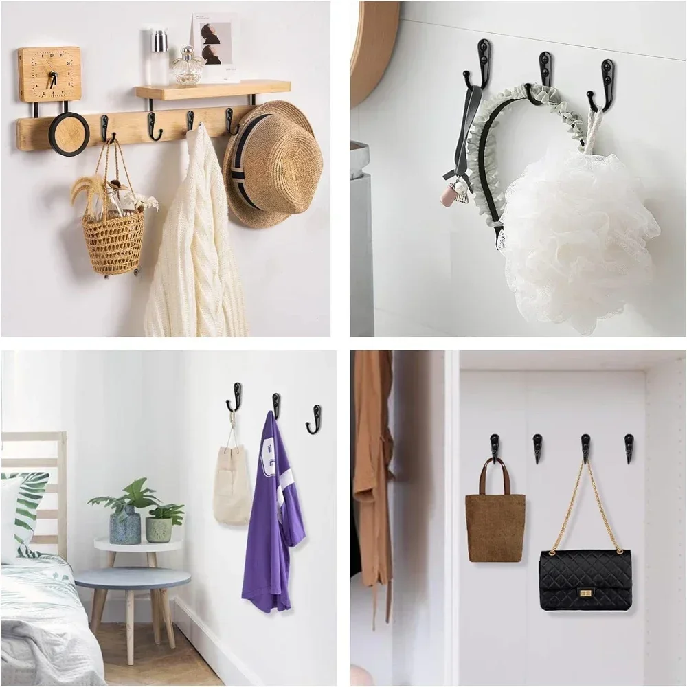 Wall Hangers 10Set Alloy Hooks Screws For Coat Towel Bags Caps Kitchen Bathroom Storage