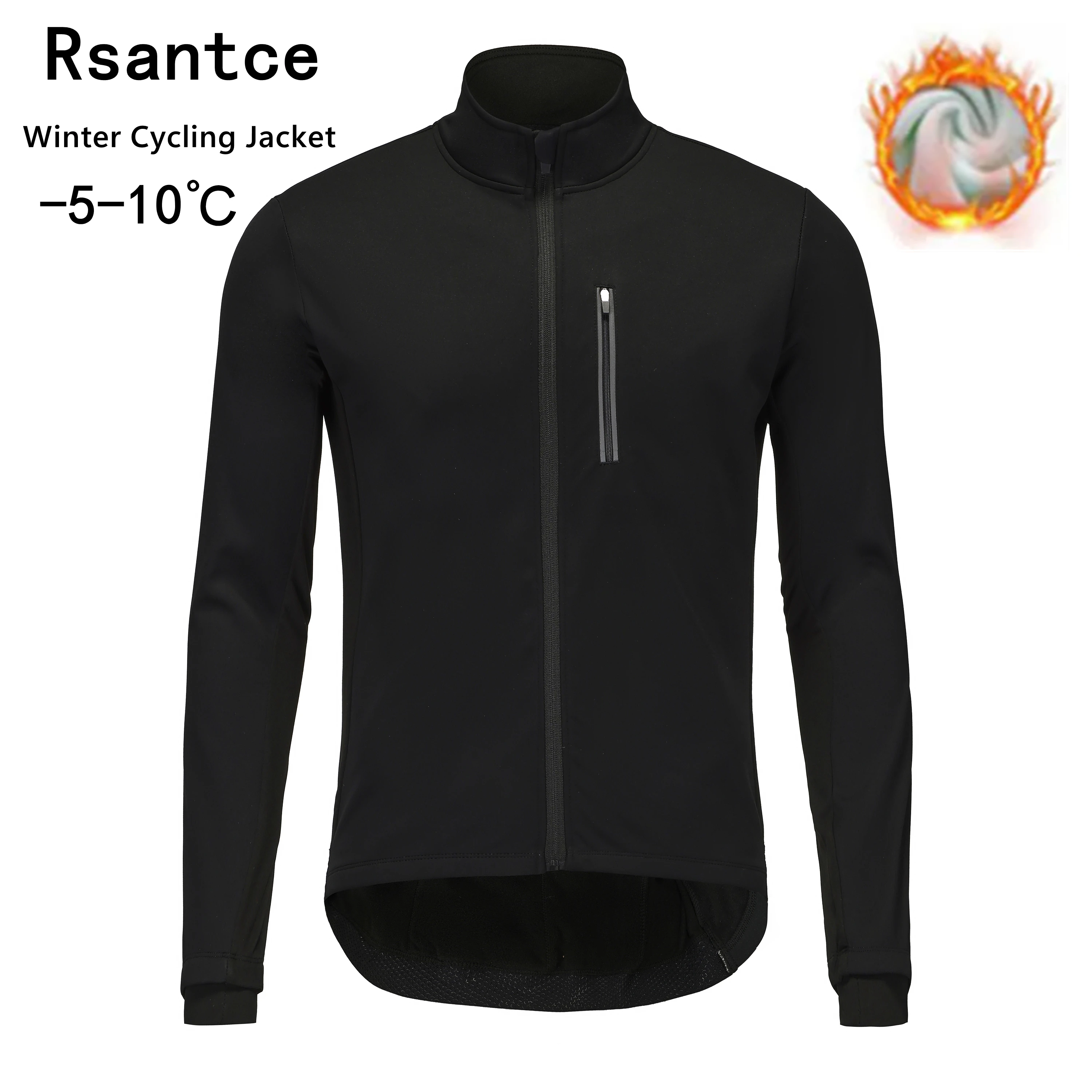 RSANTCE Winter Cycling Jacket 2024, Outdoor Warm Fleece Coat Thermal MTB Bike Bicycle Jersey Weatherproof Windbreaker