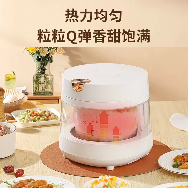 Rice Cooker Household Glass Transparent Inner Tank Steaming Rice Cooker 2-3 People Small Uncoated Rice Cooker 3L 4