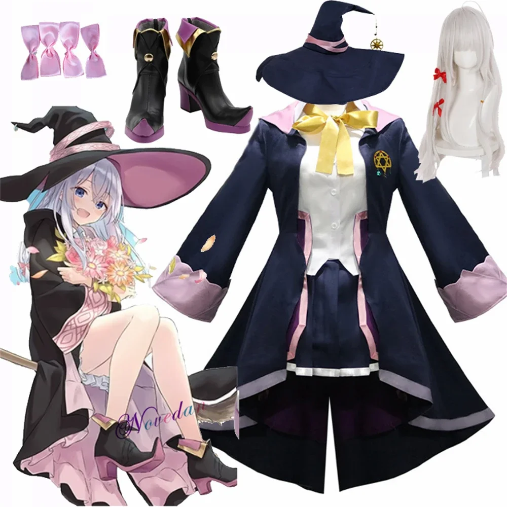 

Anime The Journey of Elaina The Wandering Witch Cosplay Costume Hat Wig Shoes Outfit Majo no Tabitabi Lovely Women Party Dress