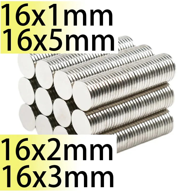 N35 16x1mm 16x2mm16x3mm 16x5mm Magnet 16*2mm Super Strong Neodymium Magnets Nickle Coating Search Magnetic Fridge DIY Strong