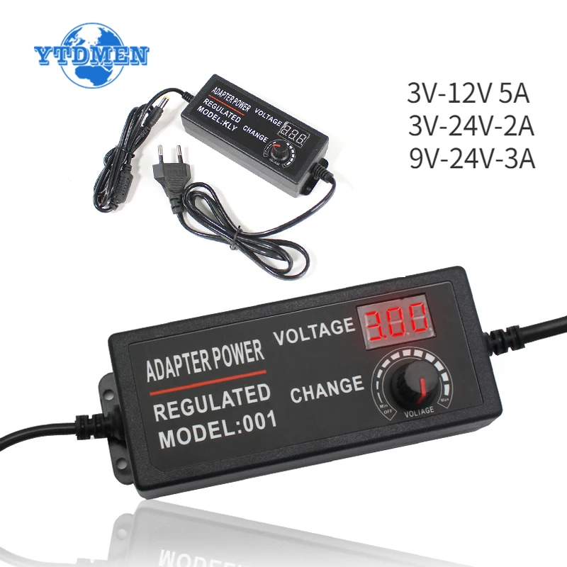 Fonte de Alimentação Ajustável 3v 9v 12v 24v 2a 3a 5a com Tela de Exibição Tensão Regulada Transformadores 220v To12v Adaptador de Energia ac dc