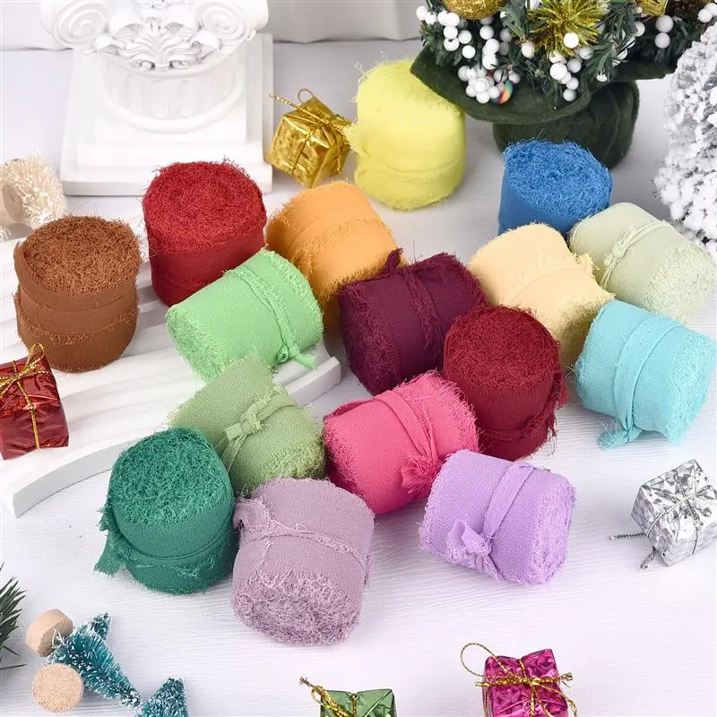 3 rotoli di nastri di chiffon multicolori da 5 metri per invi di nozze, bouquet da sposa, scatole regalo, decorazioni per fiocchi  15