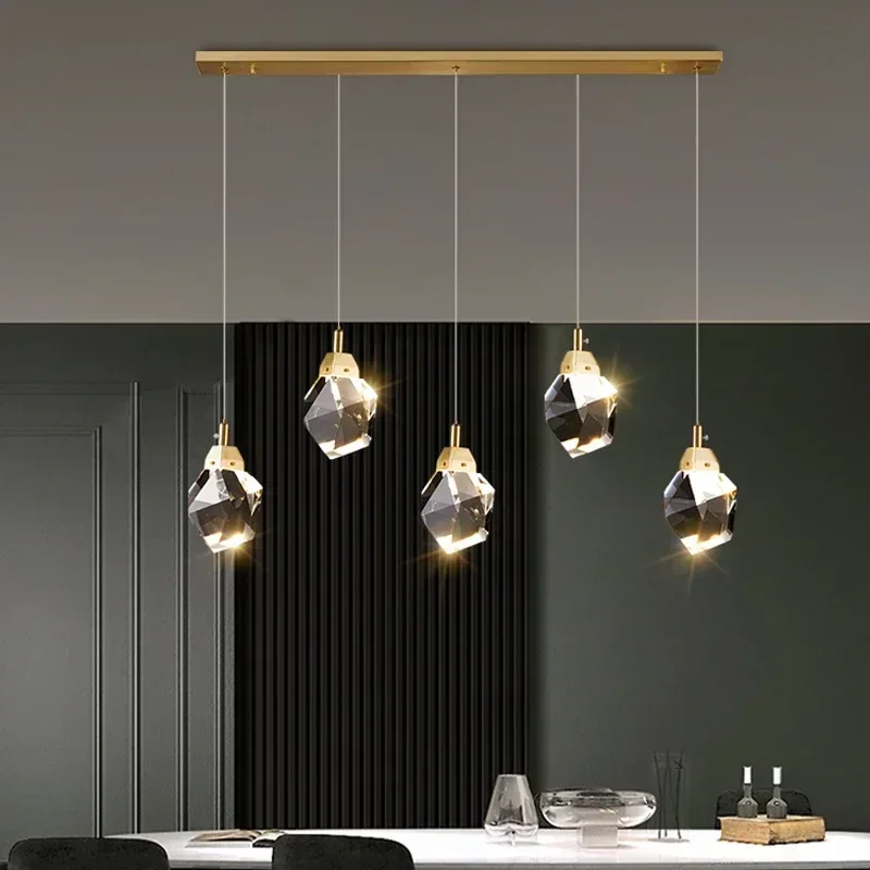 Modern Crystal Chandelier Indoor Crystal Ceiling Light Fixtures With Clear Solid Crystal For Living Room Hallway Kitchen Lamp