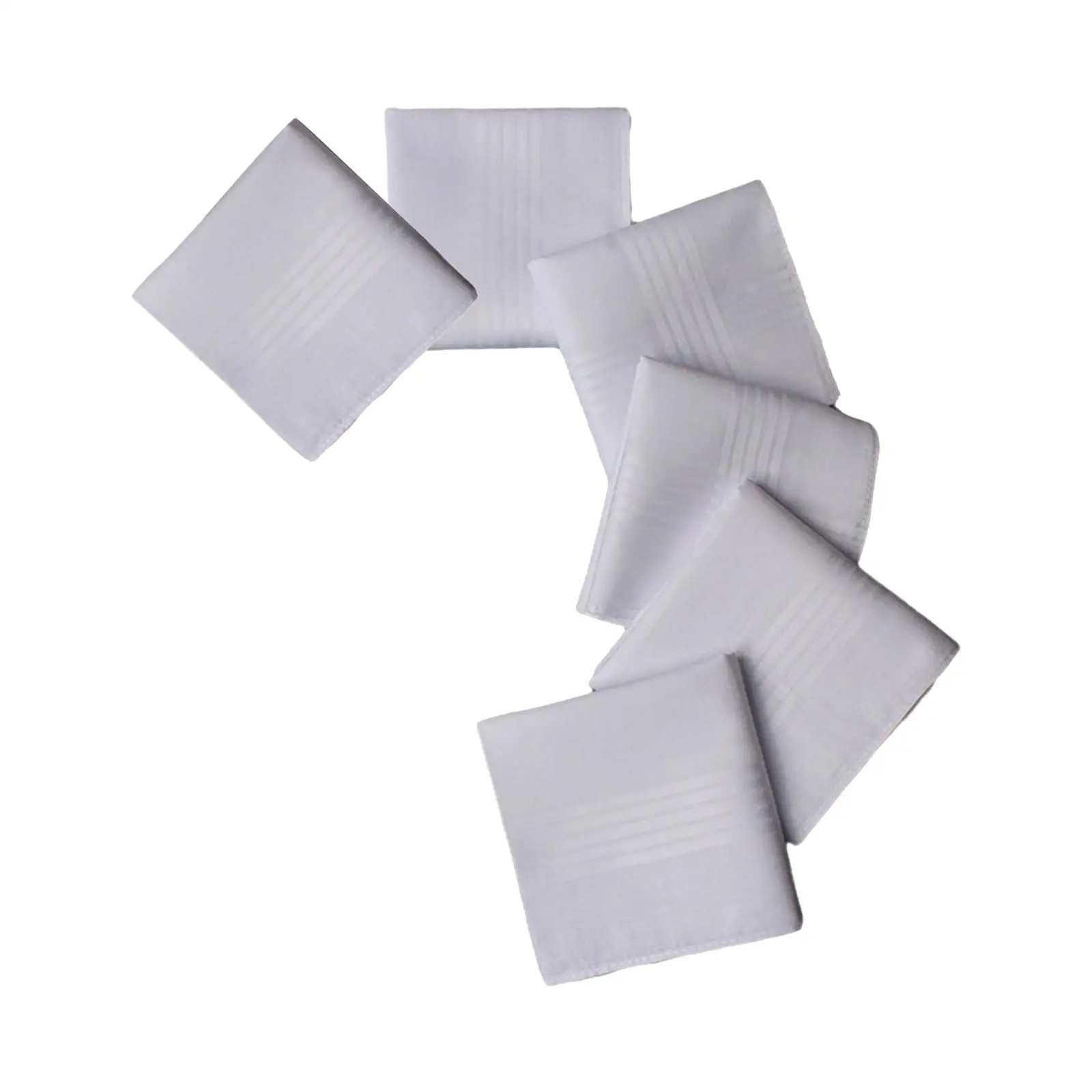 6x Pure White Handkerchiefs Set Solid Color Hankies Crafts Gift for Prom Gentlemen Suit Party Birthday