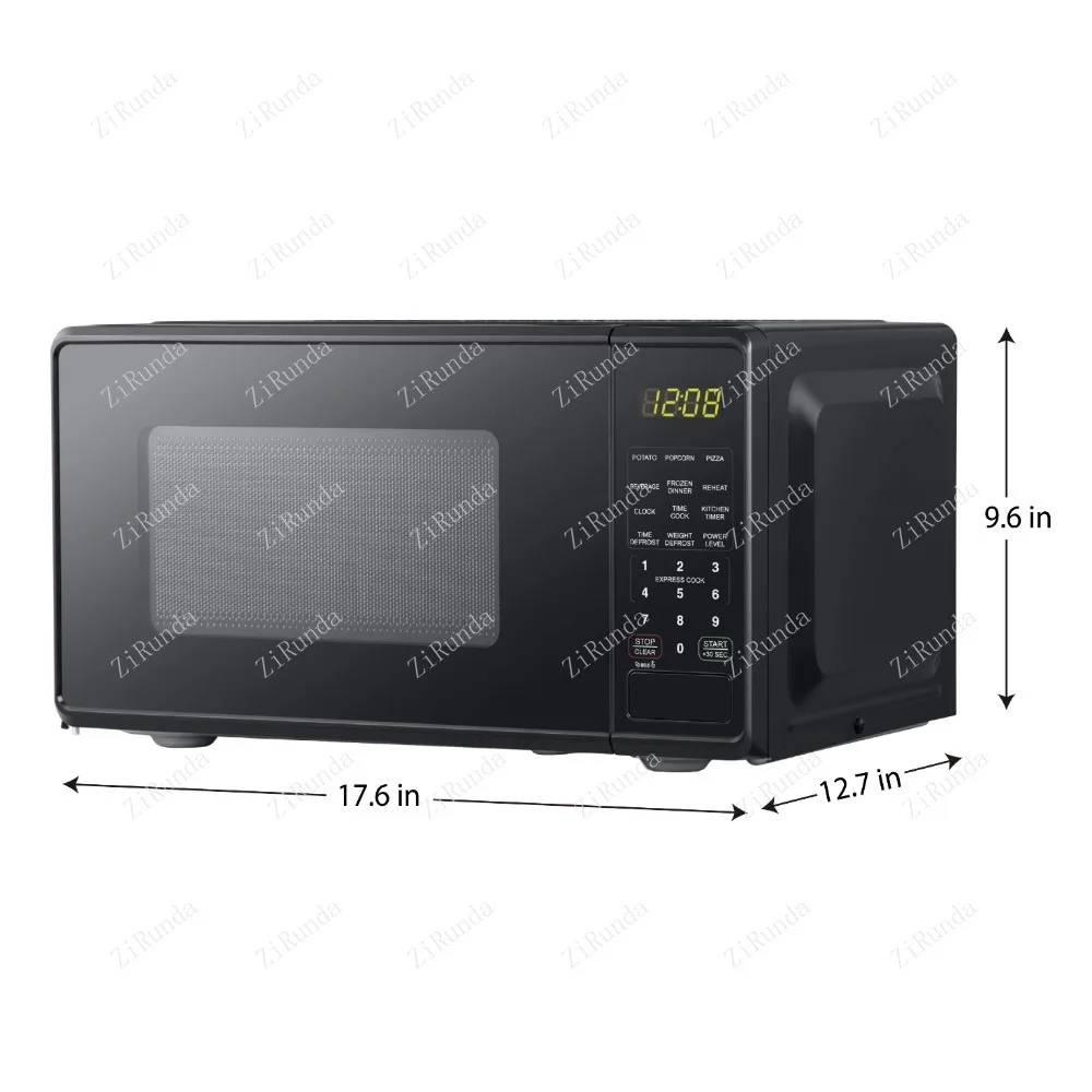 *0.7 cubic foot desktop microwave oven, 700 watts, black LED display screen, kitchen timer, household desktop microwave oven 6