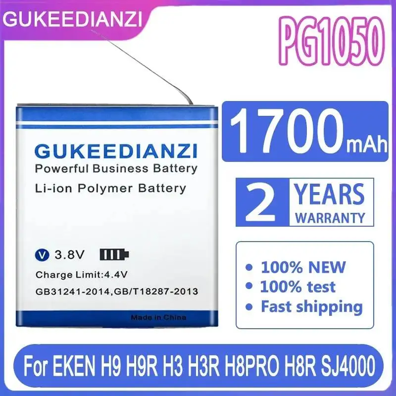Batterie PG1050 1700mAh pour caméras sportives EKEN H9 H9R H3 H3R H8PRO H8R SJ4000 SJCAM