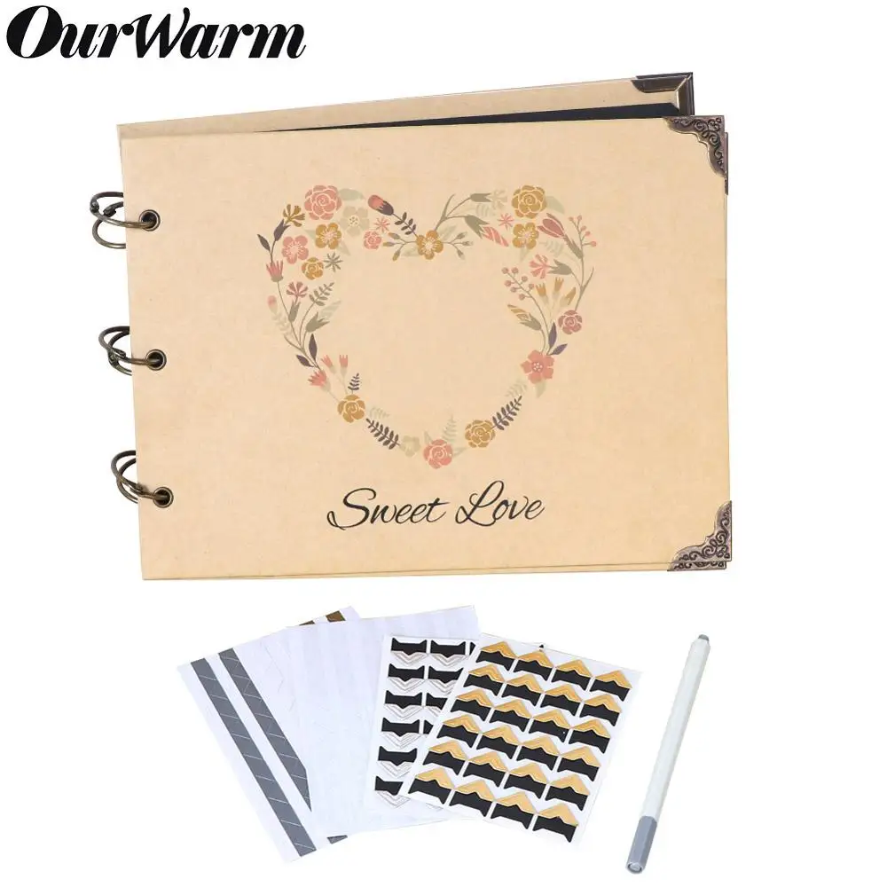 

OurWarm 60 Page Wedding Souvenir Guest Book Party Supplie Anniversary Birthday Gift DIY Photo Album Scrapbook Wedding Decoration