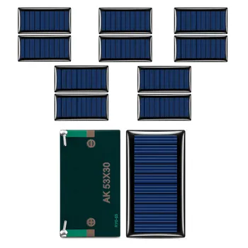 ZINIKIF Set da 10 pezzi di pannelli solari incapsulati in resina da 53×30 mm, 5V 45mA, adatti per progetti fai-da-te e didattica scientifica.
