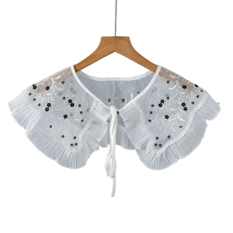 

Women Lace Collar Decorative Spread Flouncing False Collar Embroidered Collar