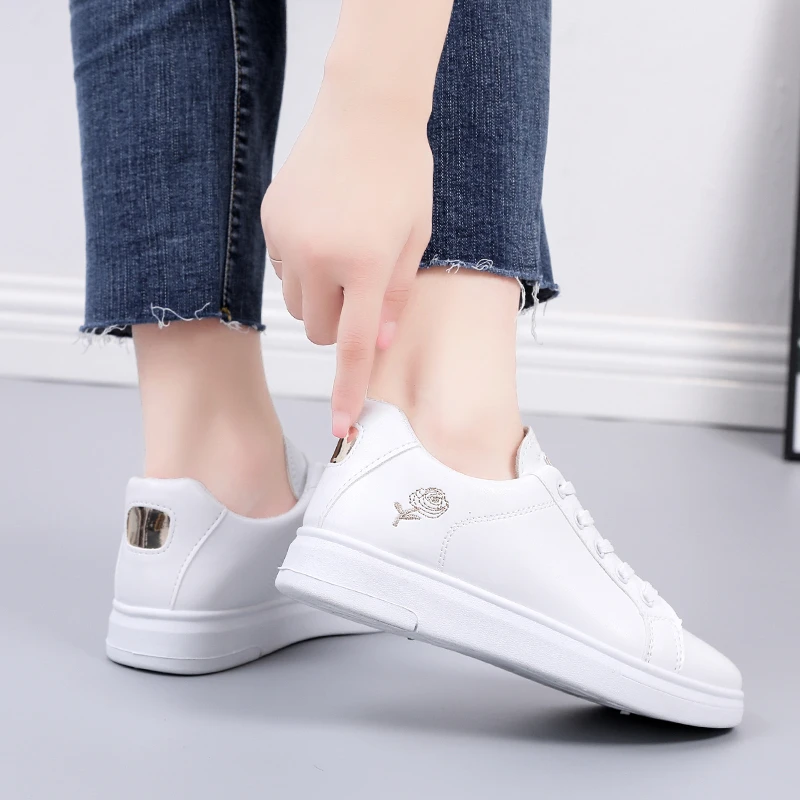 Women Casual Sneakers Shoes Spring Lace-Up Embroidered