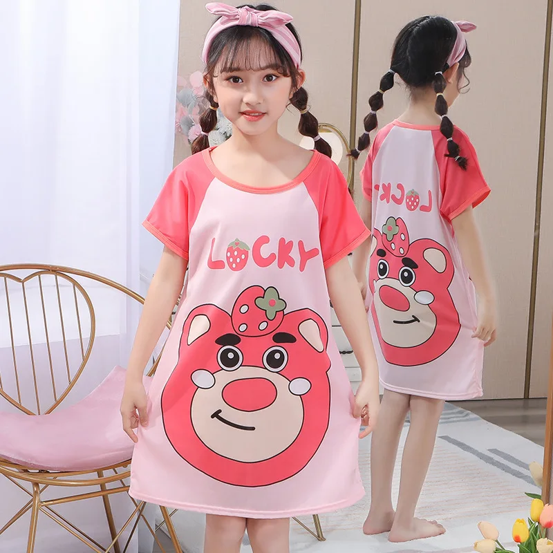 New Children's Nightdress Anna Elsa Dress Girls Clothes Minnie Cartoon Pajamas Girl Nightgown ShortSleeve Kids nighty Dress