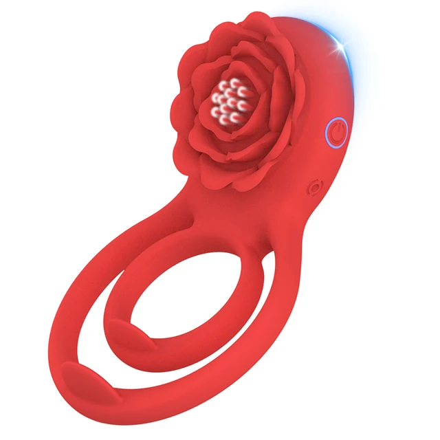 Rose Toy Dual Penisringe Vibrator Starker vibrierender Klitoris-Nippelstimulator für Frauen Verzögerung der Ejakulation Penisring Sexspielzeug für Männer