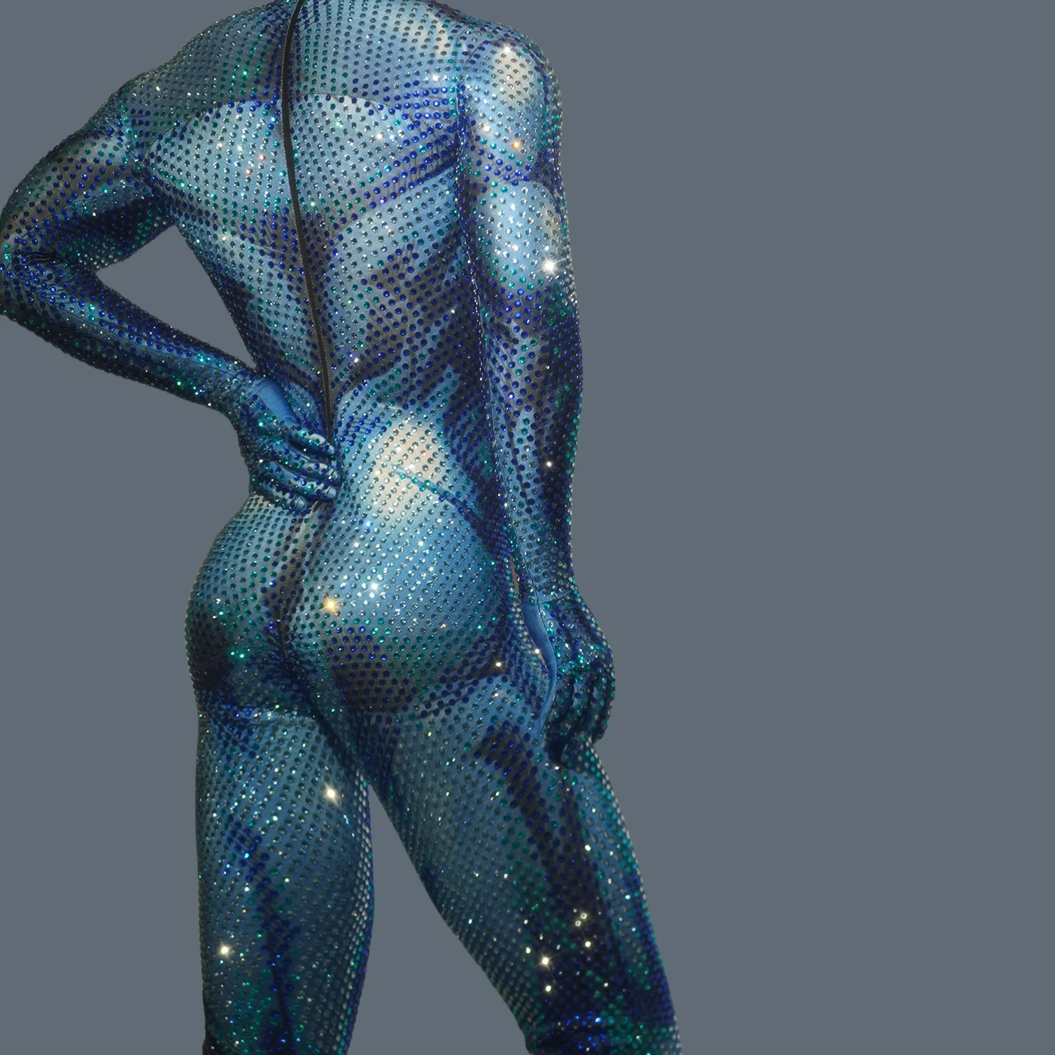 Fashion Men's Sexy Wear Luxury Full Rhinestone Jumpsuit Spandex Bodycon Party Nightclub DJ Stage Performance Muscular Man Juren 5