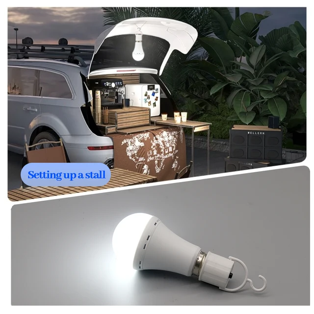 Outdoor Camping Emergency Bulb Rechargeable LED Light Bulb E27 7W 1500mAh 220V 110V for Home Power Failure Porch Garden Lamp 1