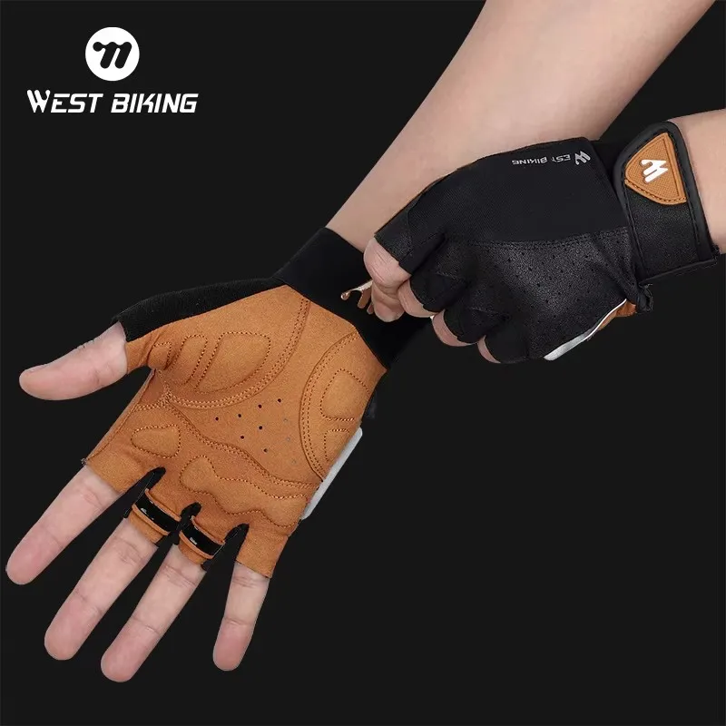 Cycling Gloves WEST BIKING MTB Cycling Fingerless Gloves Shockproof Breathable Road Bike Gloves Men Women