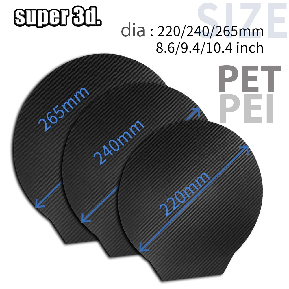 Mola Magnética Redonda Chapa de Aço Cama Construir Placa Redondo Pei Mais Pet Peo Voron Delta Kossel Flsun V400 220 240 265 308 mm - Imagem 5