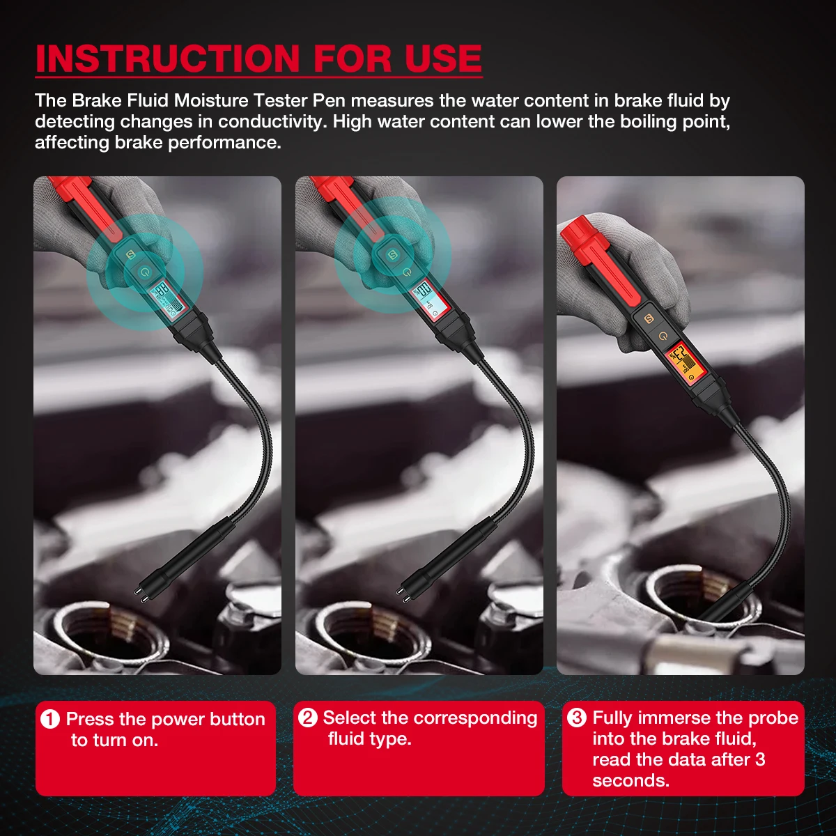 Universal Brake Fluid Tester Car Brake Liquid Digital Tester for DOT3/DOT4/DOT5.1 Accurate Oil Quality Check Pen Automotive Test 4