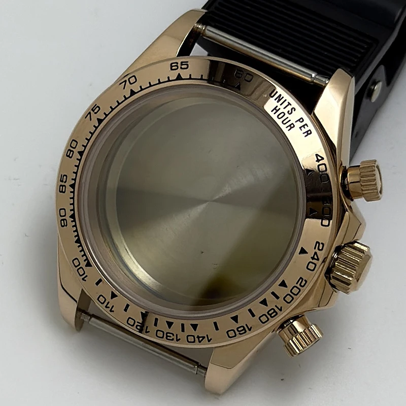316L Edelstahl 39 mm VK63 Roségold Uhrengehäuse Saphirglas Keramik/Stahl Lünette passend für VK63 Quarzwerk Uhrenzubehör