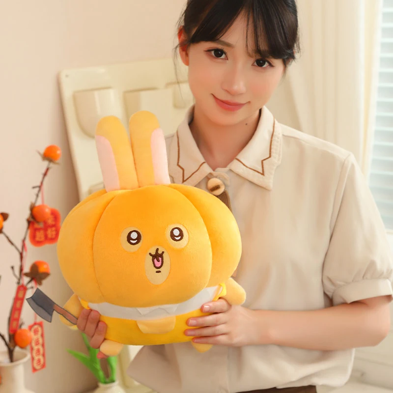Cute Pumpkin Rabbit Plush Toy Soft Stuffed Doll for Christmas