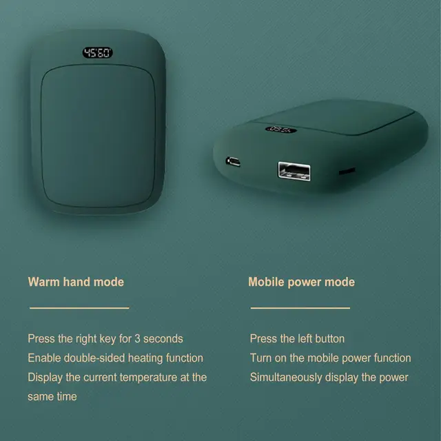 Usb Újratölthető Hordozható Mini Kézzel Melegebb Zseb Mobilteljesítmény Téli Kezek Kétoldalas Gyors Fűtés 2 In1 - Image 3