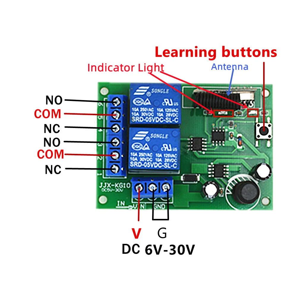 KTNNKG DC 12V 10A 4CH Wireless Remote Switch Relay Module Smart Home  Automation Multi-fonction Motor Controller 433MHz Receiver