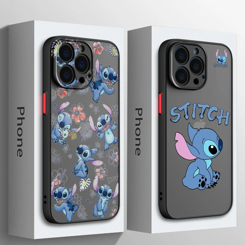 

Stitch Anime Cartoon For Apple iPhone 15 14 13 12 11 Mini Pro Max 8 7 6S 6 XR X XS Plus Frosted Translucent Phone Case Cover
