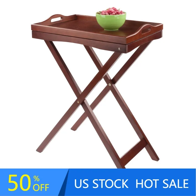 

Wood Devon Butler TV Table with Serving Tray, Walnut Finish