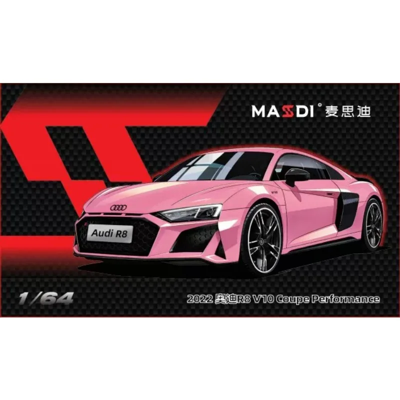 MASDI 1:64 2022 아우디 R8V10 스포츠카 럭셔리 세단 시뮬레이션 합금 자동차 모델 장식품 소년의 생일 선물