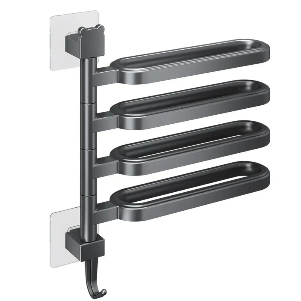 180&deg; Rotation Towel Holder Space Saving No-Punching Swivel Towel Rack Multi-layer Wear-resistant Hanger Kitchen