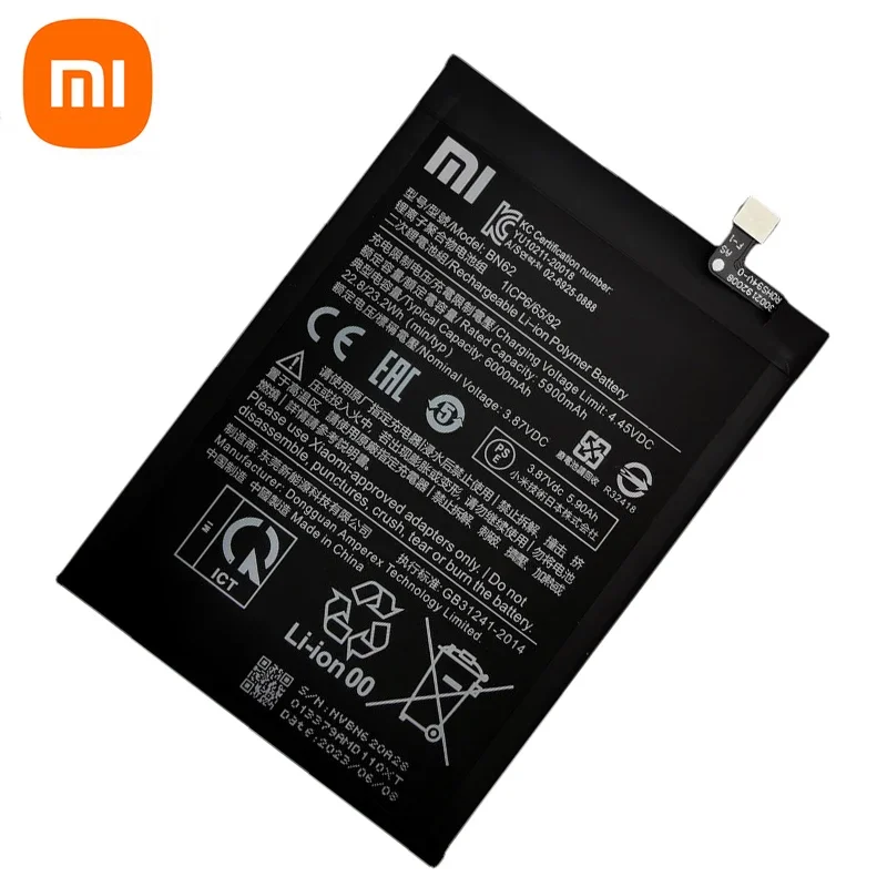 2024 100% Original Xiao Mi 6000mAh BN62 Battery For Xiaomi Pocophone Poco M3 For Note 9 Redmi 9T Bateria + Tools Free