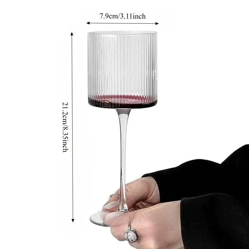 4PCS French Vertical lines Champagne Glasses Home Glass Goblets High-end Red Wine Glasses White Wine Glasses Cocktail Glasses