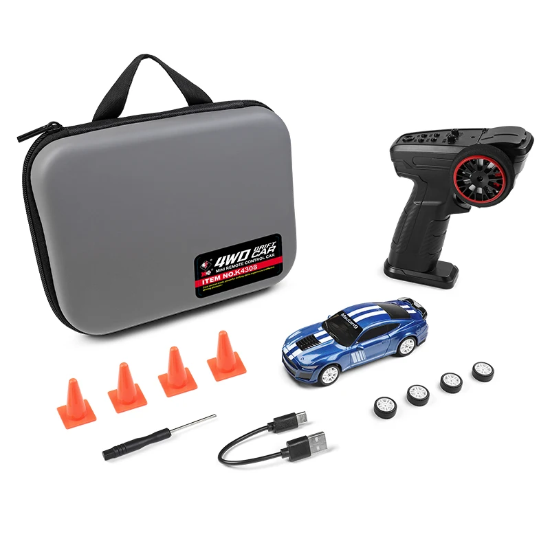 Wltoys K4308 1/43 2.4G 4WD 미니 드리프트 RC카 LED 라이트 리모컨 고속 온로드 레이싱 차량 소년 장난감