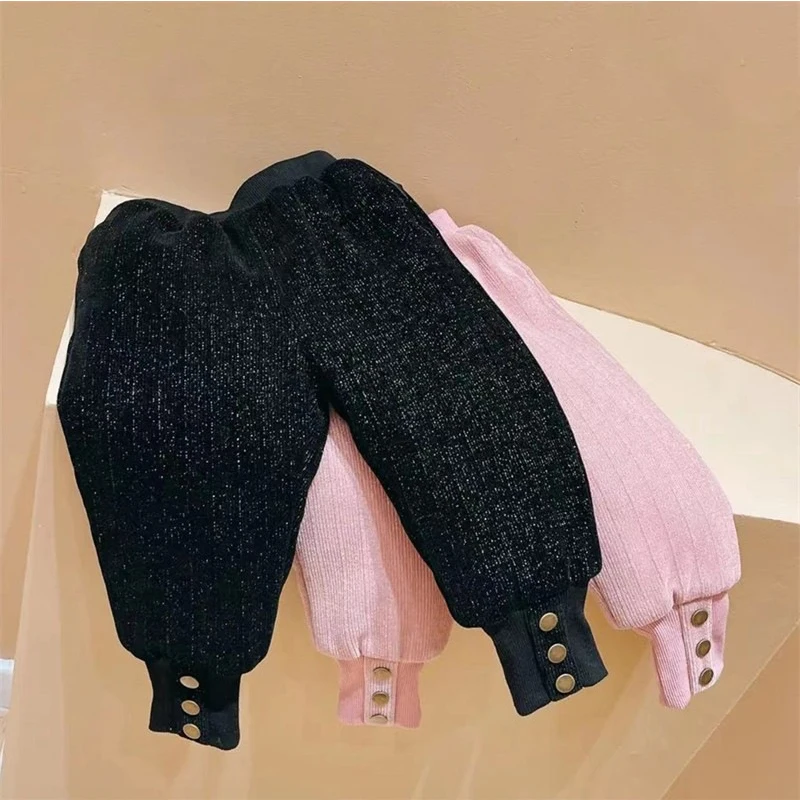 

Korean Style Solid Color Warm Thickening Winter Pants Boots Cut Leggings For Children's Outdoor Clothes Girls From 3 To 8 Years