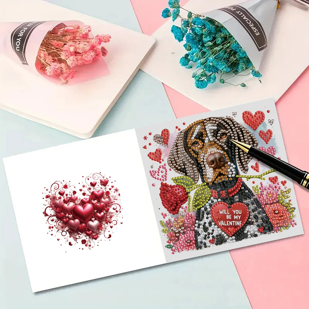 Valentines Day Angel Diamond Handmade Card DIY Diamond Painting Kit 6Pcs for Holiday Party Favors