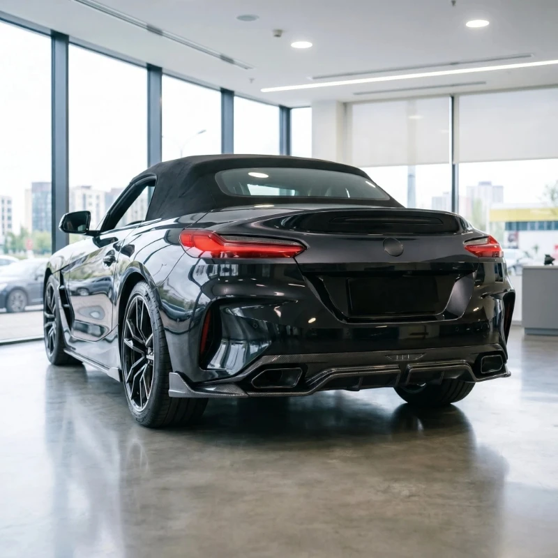 2018+ BMW Z4 G29 M40i 고품질 ABS 자동차 리어 범퍼 립 디퓨저 바디 키트 글로시 블랙 카본 파이버 룩
