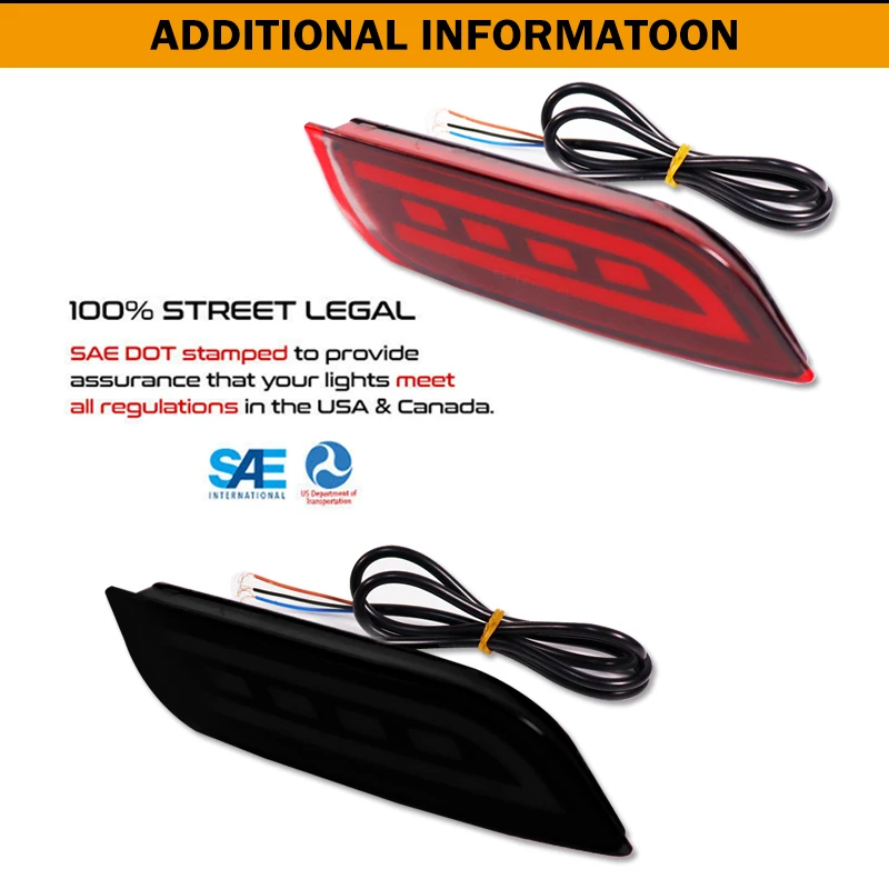 Red/Smoked Lens Red LED Rear Bumper Reflector Lights
