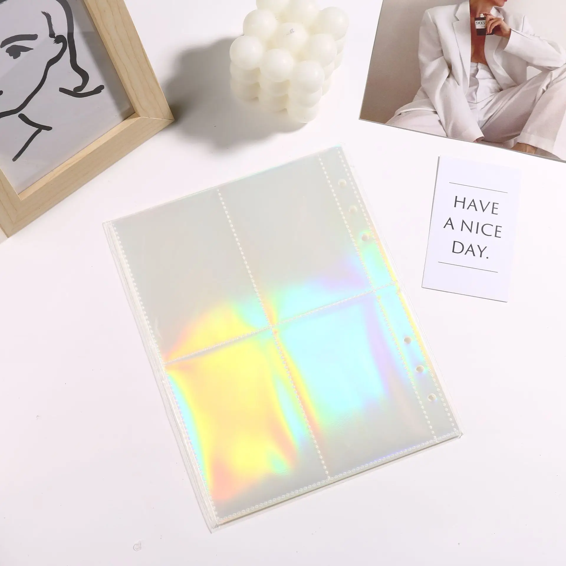 10pcs Laser Photo Album A5 Binder Refill Pockets Sleeves 3inch 5inch Photocards Holder Diary Album Inner Sleeves